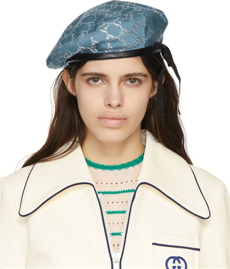 gucci blue beret|gucci beanie and scarf.